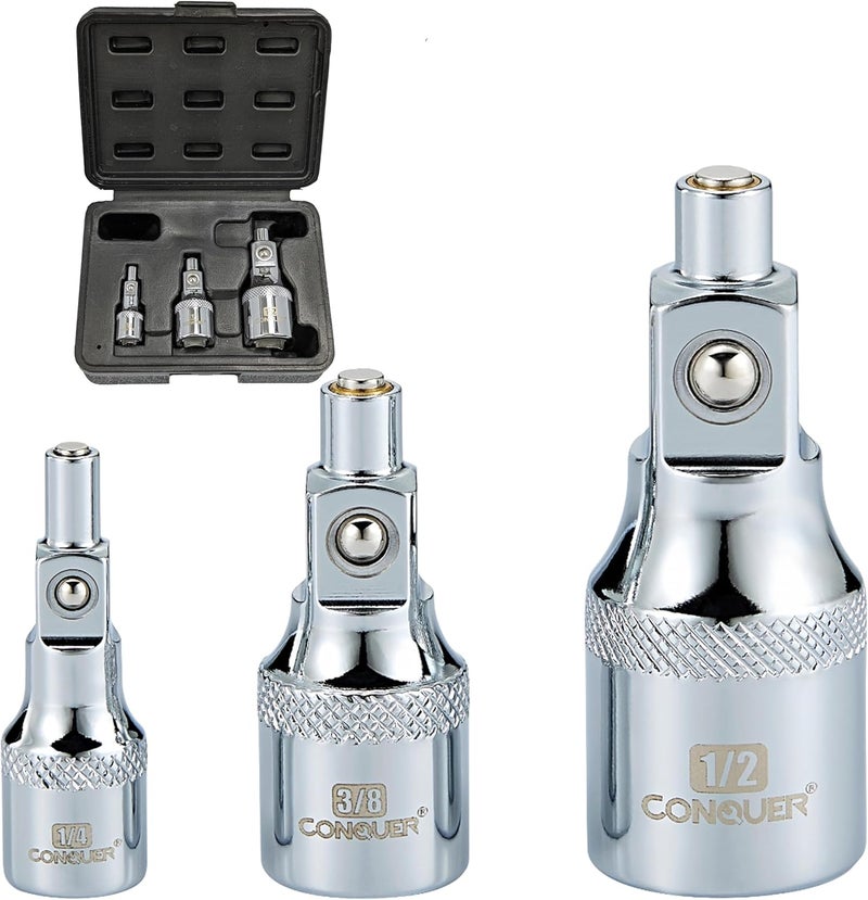 Conquer No-Drop Magnetic Socket Extension Bars – CR-V Steel 1/4", 3/8", 1/2" Drive Set for Tight Spaces & Engine Bay Repairs - Image 1